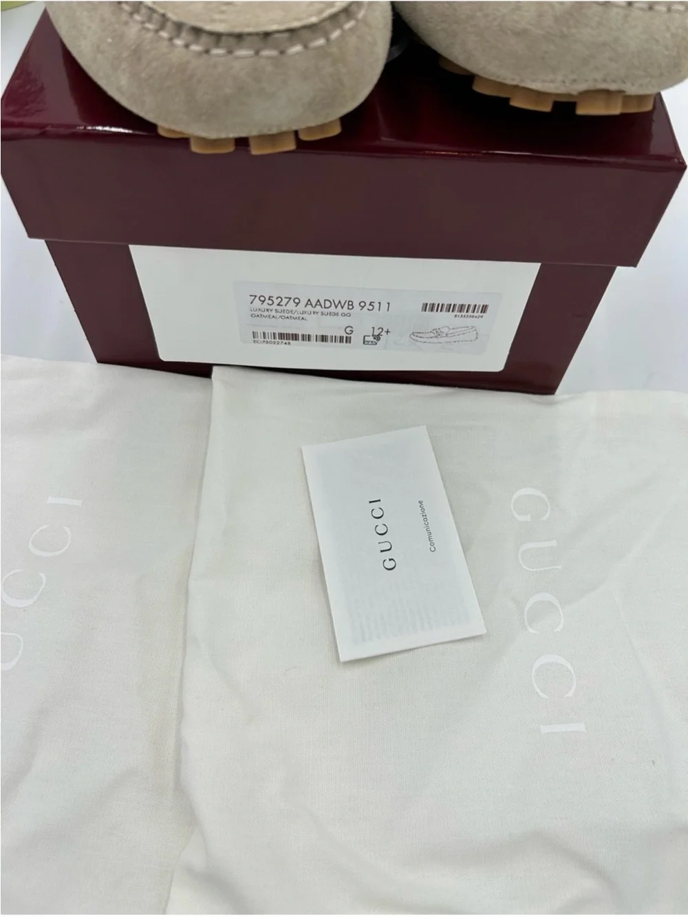 Men’s Gucci suede GG embossed loafers size 12.5 fits 13 US made Italy